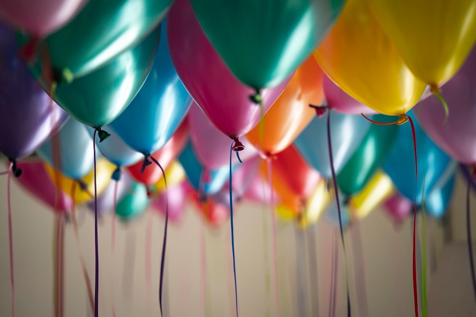 Colourful balloons and festive celebration decoration